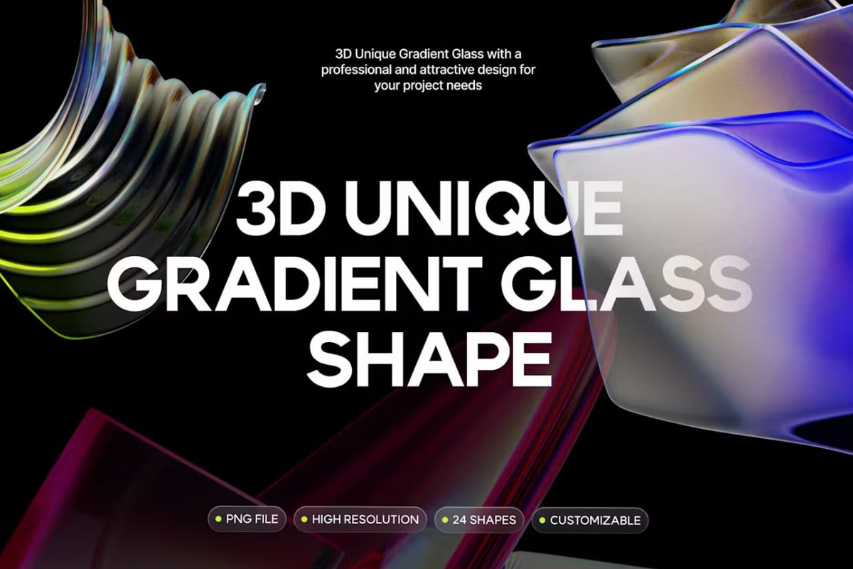 独特3D渐变玻璃形状/3d磨砂玻璃