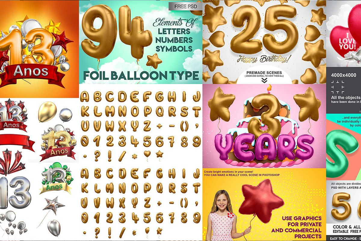Balloon Pack by Marcos Rodrigues + Free 3D Alphabet Foil Balloon by FPT ( Free )