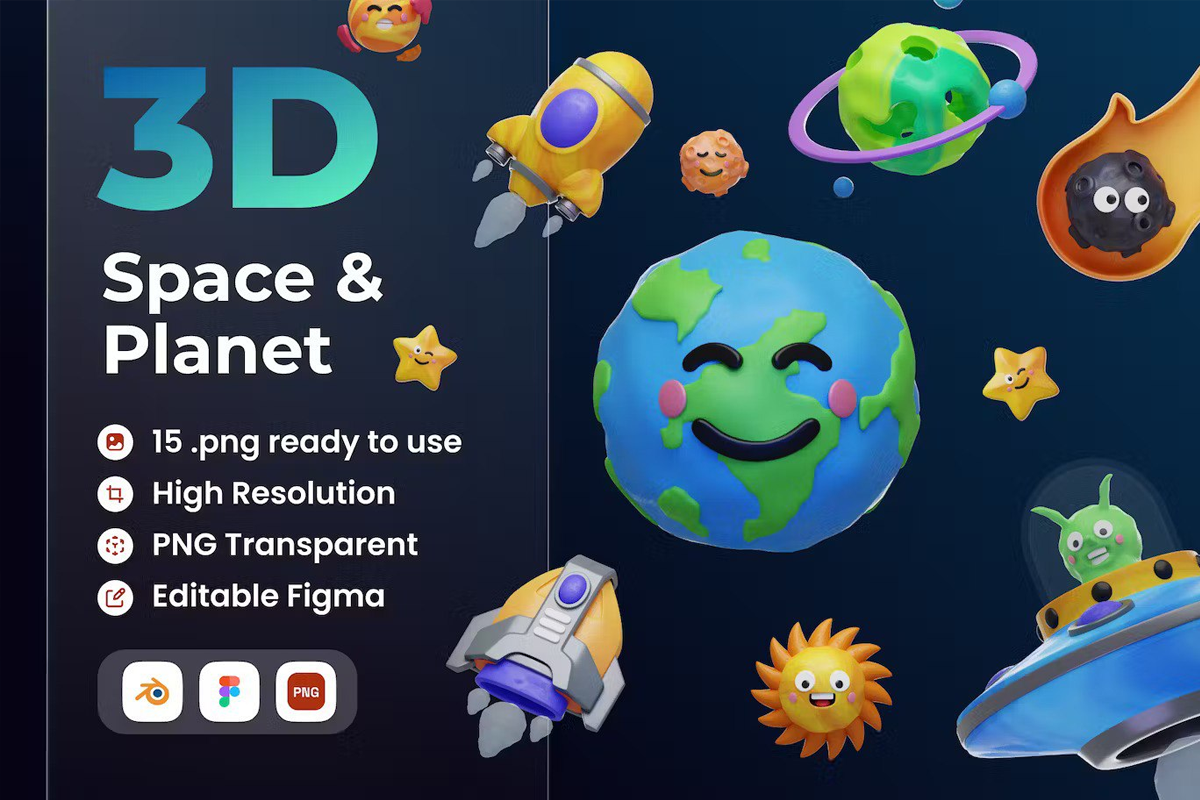Space and Planet 3D Illustratio