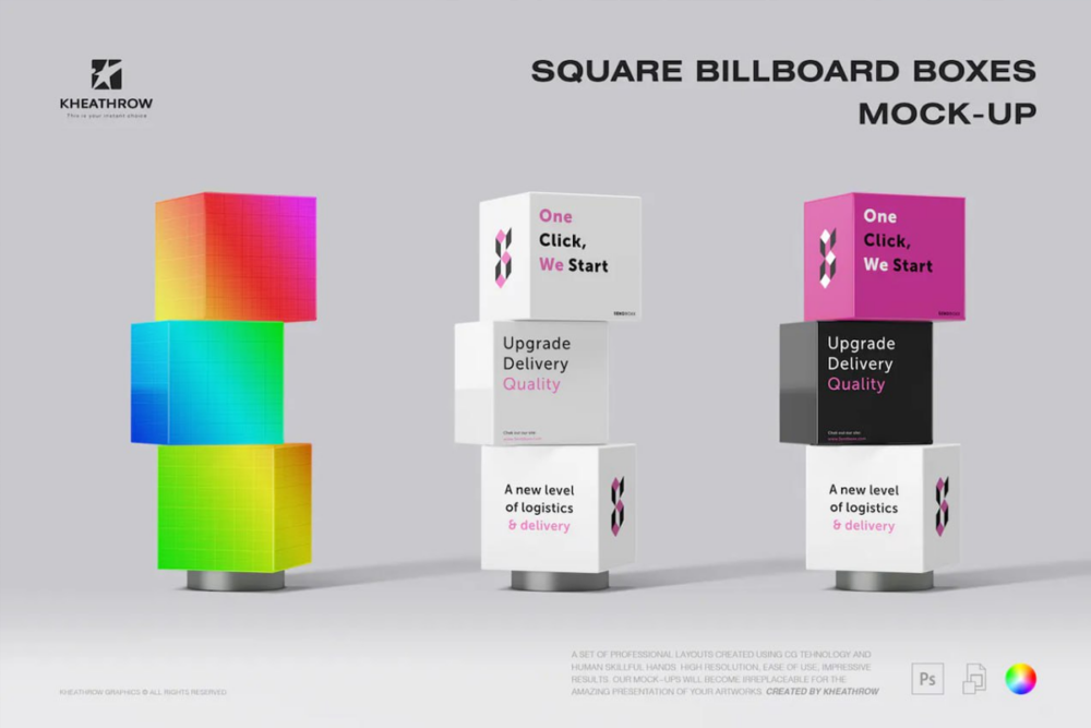 Square Billboard Boxes Mock-Up