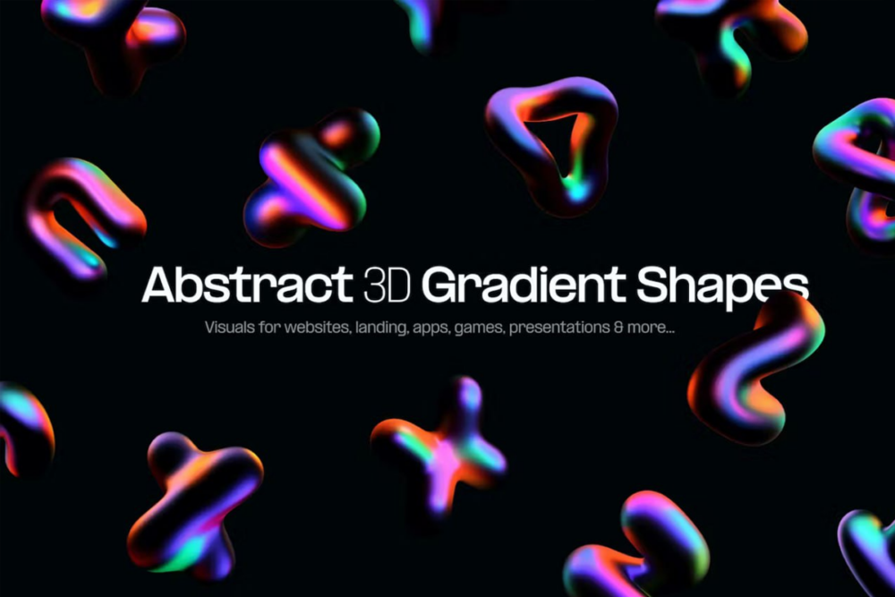抽象形状3D素材 Abstract 3D Gradient Shapes